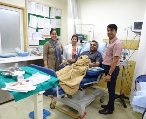(From left) Ms Meenu, Dr Rasika Setia and Dr Dharma Choudhury with the donor at BLK Hospital, Delhi.
